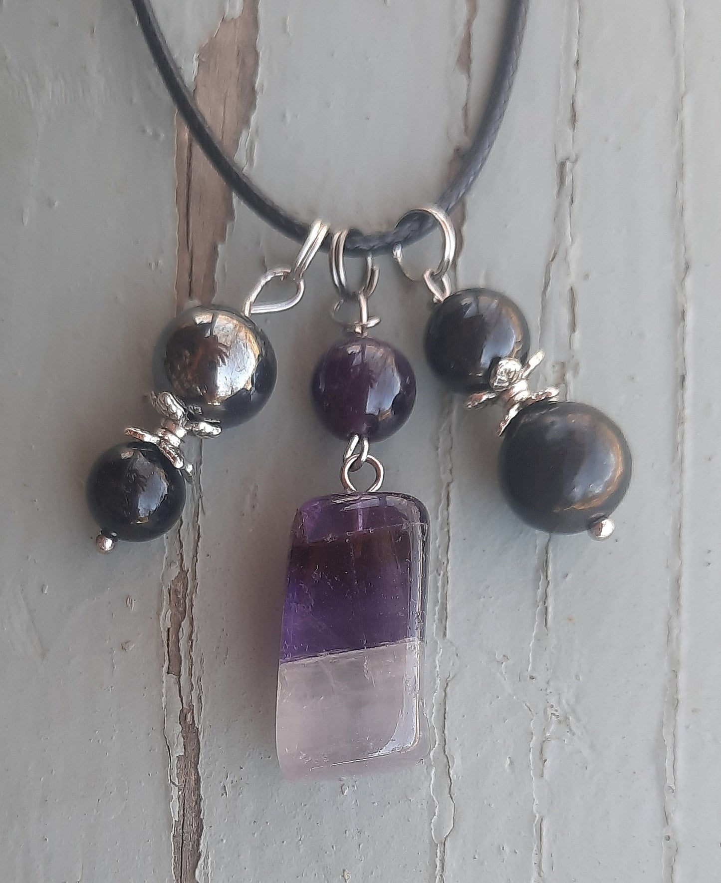 EMF 5G Protection Crystal Pendant Necklace Empath Healing Energy Boho Necklace, Shungite, Black Tourmaline + Hematite