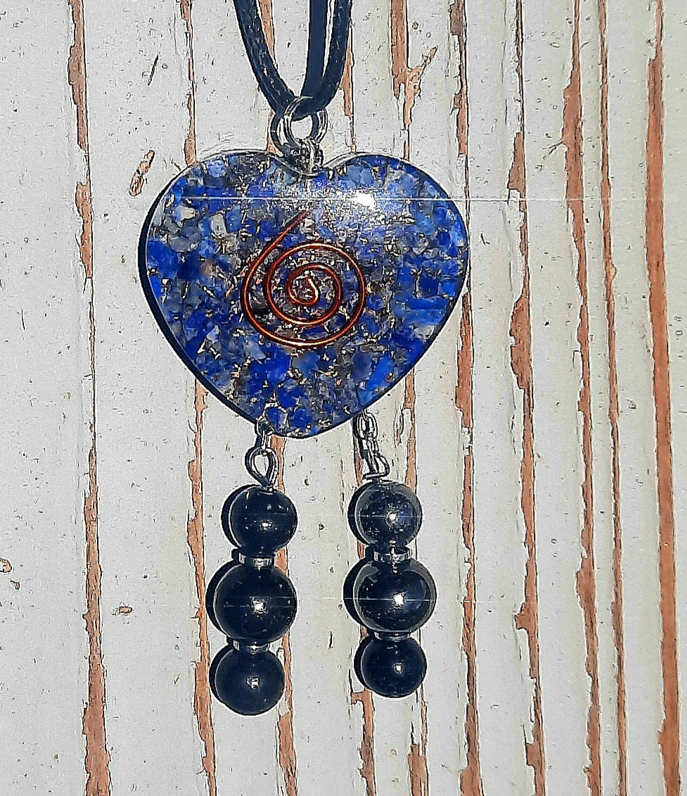 Orgone Heart Empath Protection EMF 5G Protection Healing Energy Necklace Pendant: Shungite Hematite Black Tourmaline