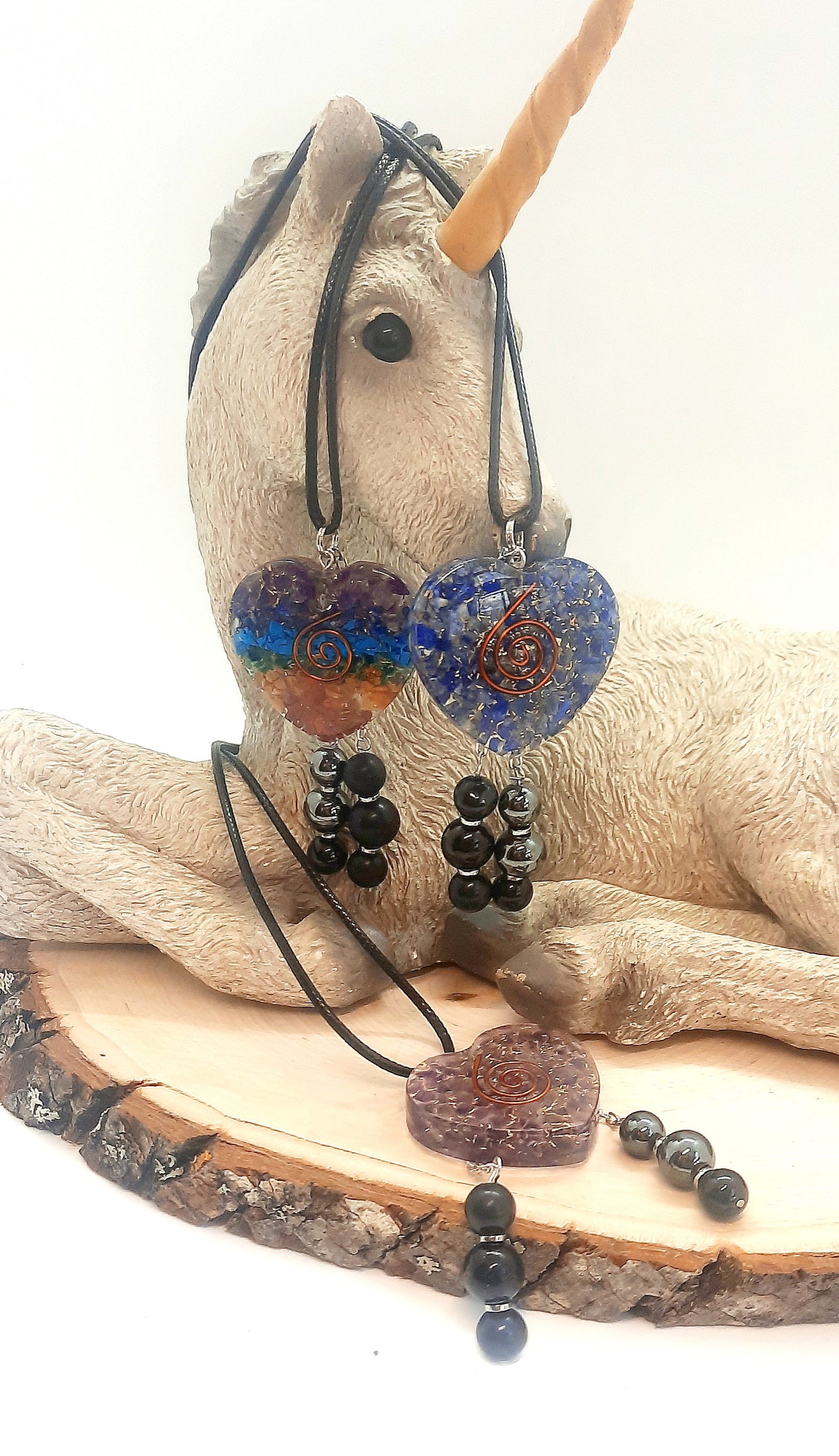 Orgone Heart Empath Protection EMF 5G Protection Healing Energy Necklace Pendant: Shungite Hematite Black Tourmaline