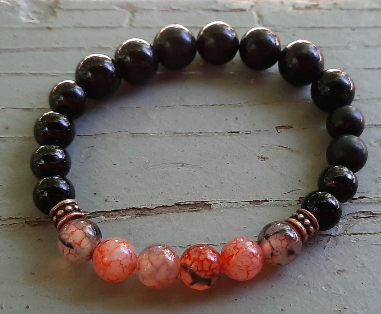 Chakra Bracelet: Agate + Shungite Black Tourmaline Copper Bracelet - Maximum Protection