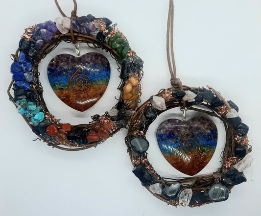 Chakra Crystal EMF 5G Sun Catcher Synergizing Room Protection with Shungite Hematite Tourmaline Rose Quartz