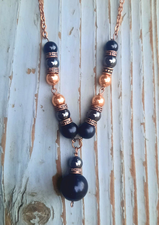 Power Necklace - Shungite, Hematite, Black Tourmaline & Copper EMF 5G Protection